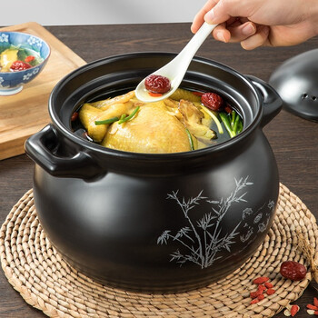 Cuidahuang claypot soup pot ceramic open flame high temperature resistant gas stove healthy clay pot chinese medicine jar stewed chicken suitable for 3-5 people 5.2l