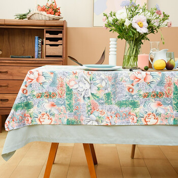 Yangchun town pastoral tablecloth fabric rectangular tablecloth double-layer pure cotton tablecloth household coffee table cloth table mat fabric can be customized chunri shaohua 160*240cm