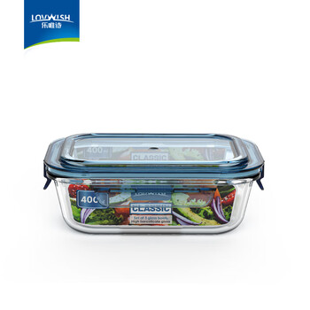 Lovwish high boron glass fresh-keeping lunch box, microwaveable, special lunch box grid, fresh-keeping and heat preservation partitioned refrigerator, integrated lid, small size, single piece 400ml*1