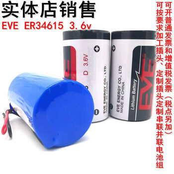 Eve lithium battery er34615 3.6v gas meter plc natural gas standard iot shared battery with cable and plug