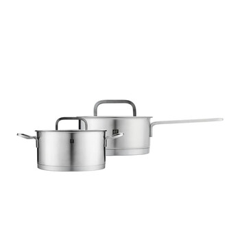 Zwilling moment series deep-burning pot, stew pot, soup pot with steamer, steamer, glass lid, milk pot, long handle pot, 20cm soup pot + 16cm milk pot, 2-piece set