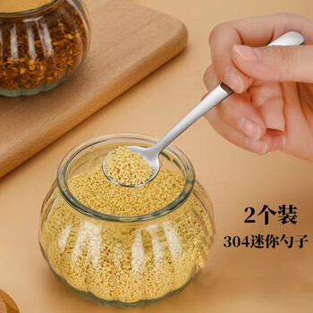 Yimeihuangting 304 stainless steel seasoning spoon mini small spoon 9cm salt spoon sugar spoon msg spoon seasoning jar 2 pieces 304 mini spoon