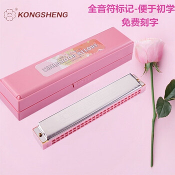 Kongsheng harmonica 24-hole polyphonic c key note logo beginner students children's teaching entry boys and girls children playing musical instruments pink complete set