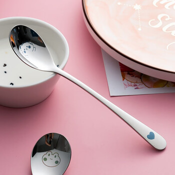 Onlycook children's spoon 304 stainless steel cartoon tableware baby baby food supplement rice spoon meal spoon soup spoon dessert spoon cat long / single