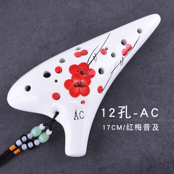 Nile ocarina 12-hole beginner's entry-level twelve-hole ac alto c key professional playing tao xun instrument 6 free teaching red plum round head free full set of accessories + video teaching