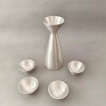 Shantou lincun tin wine pot single pot tin pot old-fashioned warm wine scalding wine traditional handmade wine pot wedding supplies home tin wine pot + four tin wine cups nickel pair