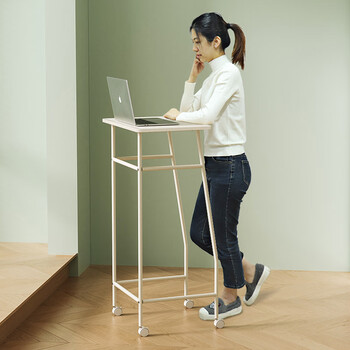 Suofu standing workbench standing study office writing high table with wheels mobile bar high leg desk computer table high leg standing table