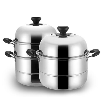 Zhengya steamer 304 stainless steel three-layer thickened household small 2-layer steamer large steamer bun double-layer gas jacket 1cm 304 thickened three-layer steamer 42 layers 36cm
