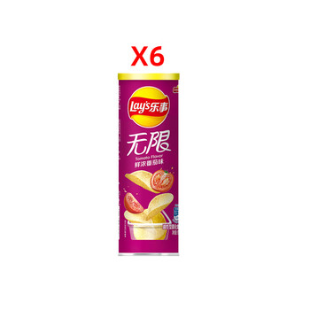 Lay's (lay's) unlimited potato chips 104g large can lime original lay's potato chips factory puffed casual whole box foodie snacks 6 cans tomato flavor (bubble wrap escort)g