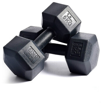 Bai ping double environmentally friendly rubber-coated hexagonal dumbbell men's 5kg 10kg 20kg home fitness equipment 5kg single