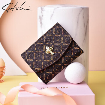 Sachi women's bag short wallet card holder two-in-one 2026 new three-fold page wallet small card holder driver's license coin purse coffee color official authentic/sf shipped/gift box hardcover