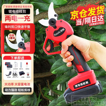 Kuoai electric scissors for cutting branches, electric shears for branches, pruning shears for pruning branches, genuine garden fruit tree pruning shears, new style - two batteries, one charger + accessories (can cut 3.0cm)