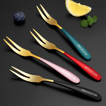 Maxcook 304 stainless steel fruit fork, dessert fork, color set of 4, mcgc3660 colored fruit fork, set of 4, mcgc3660
