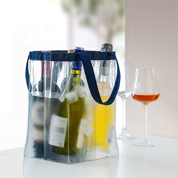 Portable folding ice bucket outdoor red wine champagne ice bucket cold wine ice wine bag blue 4 bottles