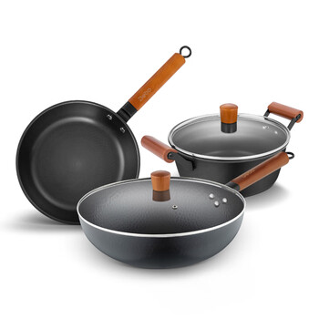 Debo debo set pot, wok, cooking pot, milk pot three-piece set, non-stick pot set