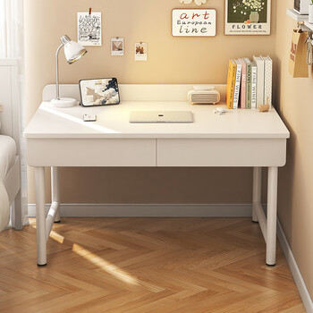 Humanities chengjia computer desk home desktop simple study desk narrow side bedroom office writing dressing table simple workbench luxurious double drawer 80x50cm warm white