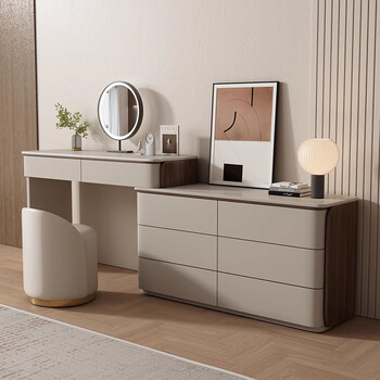 Solid wood dressing table, bedroom drawers, integrated dressing table, modern simple bedside storage cabinet, 1.2m table + six drawers cabinet, home delivery + door-to-door installation