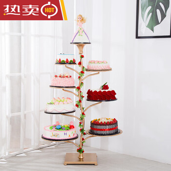 European-style iron multi-layer birthday cake stand european-style multi-layer tree-shaped iron stand 6 layers 8 layers 10 layers 12 layers birthday five-point layer gold