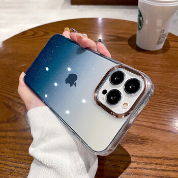 Starry sky glitter gradient apple 13promax mobile phone case 14 new iphone13 silicone anti-fall 13pro transparent all-inclusive 12 sense p men and women