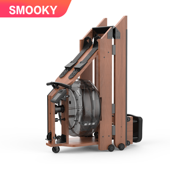 Smooky rowing machine home folding water resistance elite house smart rowing machine house rowing indoor commercial fitness equipment grade rubber wood luxury model walnut color