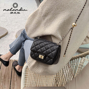 Nalandu (nalandu) cowhide bag women's bag crossbody bag women's new fashion model classic one-shoulder chain small square bag light luxury high-end brand high-end birthday gift for girlfriend, wife, best friend, practical and heart-warming
