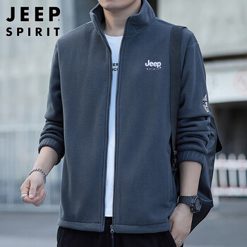 Jeep spirit jeep jacket men's cardigan sweatshirt men's autumn and winter men's casual loose trendy polar fleece tops