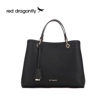 Red dragonfly genuine leather large-capacity mother bag new handbag shoulder crossbody bag female red wedding bag black