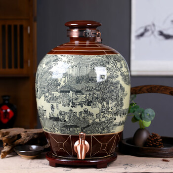Muke jingdezhen ceramic wine jar wine making jar 10 jins 20 jins 30 jins 50 jins antique wine bottle sealed jug jm9 10 jins qing dynasty bronze faucet