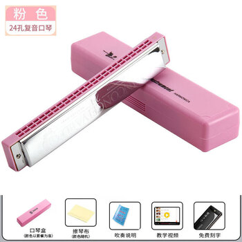 Swan (swan) genuine harmonica 24-hole polyphonic c key for beginners and students entry-level children's men and women self-study harmonica instrument 24-hole polyphonic c key-pink original factory configuration