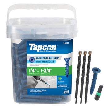 Tapcon28575 1/4x1-3/4 blue star driven nail head concrete anchors 225/box