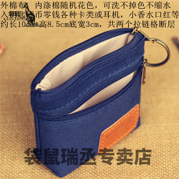 Kangaroo mini key bag, cute fabric wallet for boys and girls, coin key bag, soft cloth mini charger ears, dark sapphire blue, 1 piece