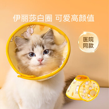 Hippie dog pet elizabethan ring cat headband shame ring dog collar collar collar anti-licking and anti-biting cat sterilization collar yellow rabbit l (neck circumference 28-31cm/recommended within 10-18 pounds)