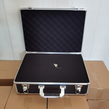 Portable household small sound card tool box aluminum storage insurance document hardware equipment instrument box silver black extra large black belt lock 45*33*15 cm + cotton