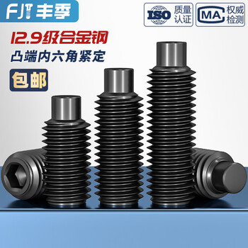Fengji m3-m16 convex end tightening 12.9-level hexagonal screw machine meter screw top screw headless stop bolt m4m5m6 m10*10 (black) - 20 pieces