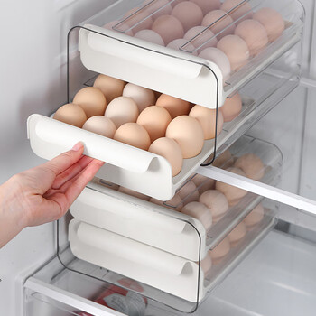 Lanzhi egg carton egg preservation box fresh storage box kitchen refrigerator pet transparent double drawer egg carton white can hold 32 eggs double layer