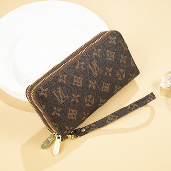 Kuqi kangaroo fashion wallet women's 2025 chinese valentine's day large capacity multifunctional european and american long style wallet zipper clutch dark brown