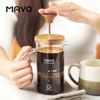 Mavo french press coffee pot olive wood coffee filter cup teapot household french press pot 350ml (1-2 servings)