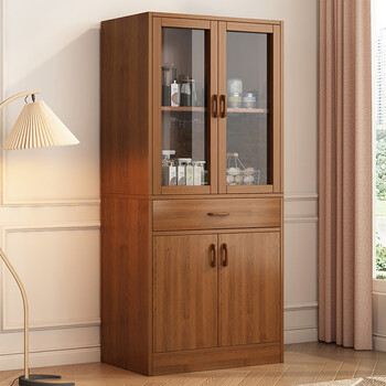 Konosu sideboard solid wood chinese style storage cabinet tea living room cupboard cupboard wine cabinet restaurant integrated home entrance cabinet four doors and one drawer large fir walnut color 61cm