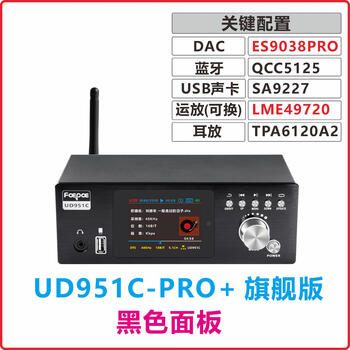Dsd digital turntable dts dolby 5.1 audio decoder usb bluetooth 5.8g wireless surround es9038pro ud951c-pro+ black ultimate edition