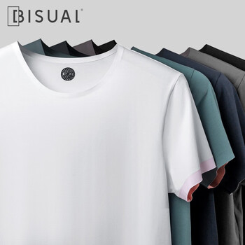 Bisual 2-pack modal short-sleeved t-shirt for men, seamless half-sleeved round neck, summer thin base underwear, t-shirt, singlet, white + black xl (suitable for 120-140 pounds)