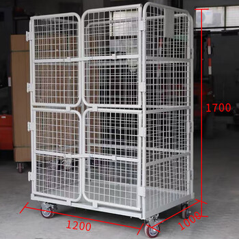Ji litian customized movable logistics trolley folding logistics cart warehouse management truck express cage cart linen cart e-commerce pull 1200*1000*1700 four small door encryption
