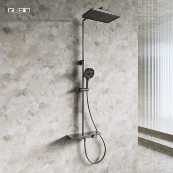 Gubid three-function ultra-thin storage platform hidden waterfall shower head set gd9383q-star gray