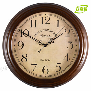 Swiss imported original quality wall clock solid wood nordic light luxury european style modern simple retro silent clock living room walnut color one 34 16 inches (diameter 40.5 cm)