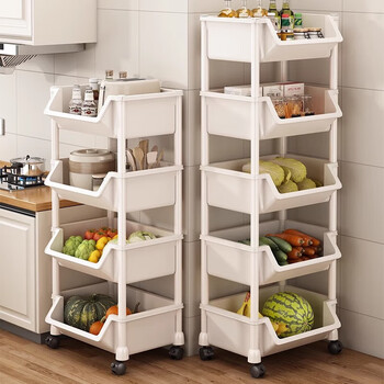 Added kitchen rack floor-standing multi-layer storage rack vegetable trolley multi-functional fruit and vegetable basket storage rack