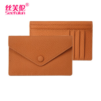Sephoron pure cowhide soft leather short and medium wallet for women 2026 new ultra-thin medium coin purse multi-card slot card holder id bag golden brown dc5a561405