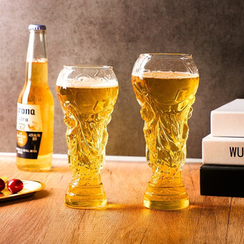 Quhe creative beer cup world cup high borosilicate glass football cup hercules beer cup bar ktv dark beer cup ktv 450ml 8.5x19.2
