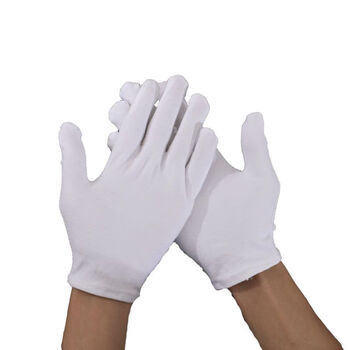 Gloves disposable cloth thin fabric woven ultra-thin white cotton labor protection industrial wear-resistant work stationery cotton gloves thin (12 pairs/pack) one size