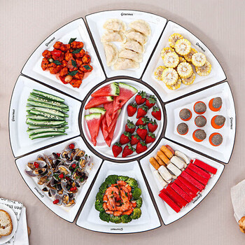 Youlaifu ceramic tableware set household platter dishes combination plate placement reunion dinner housewarming 9-piece set