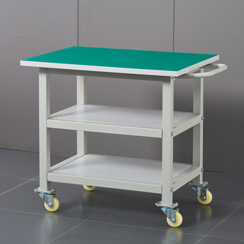Huili wheeled factory workshop production line operation table anti-movable workbench turnover cart stainless steel three-layer anti-cart 150*60