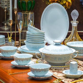 Finger sand 2025 chinese new year jingdezhen underglaze celadon exquisite porcelain dish set home bone china tableware set free luxury model 72 heads luxurious configuration jadeite exquisite